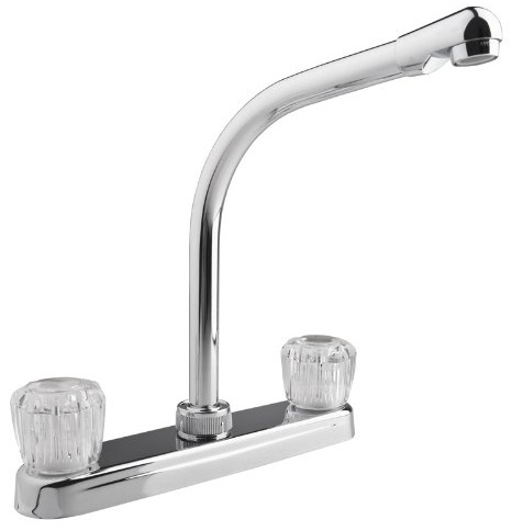 Dura Faucet DF-PK210A-CP Chrome Hi-Rise Kitchen Faucet With Clear Knobs