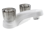 Dura Faucet DF-PL700S-WT Lavatory RV Faucet With Smoke Acrylic Knobs, White