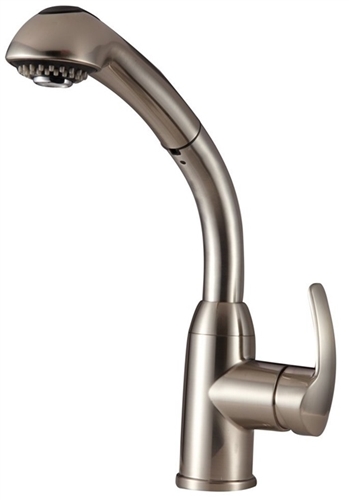 Dura Faucet DF-NMK861-SN Satin Nickel Hi-Rise Pull-Out Brass RV Kitchen Faucet