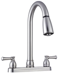 Dura Faucet DF-PK350L-SN Satin Nickel Duel Lever Pull-Down Kitchen Faucet