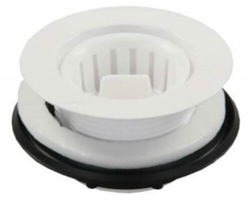 JR Products 95015 Plastic Strainer with Threaded Screw-In Basket - White