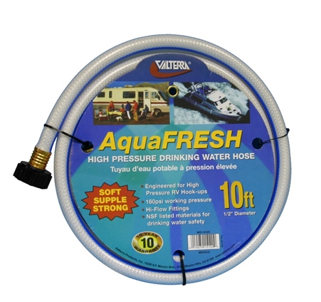Valterra W01-5120 AquaFRESH High-Pressure RV Fresh Water Hose - 10' x 1/2" ID