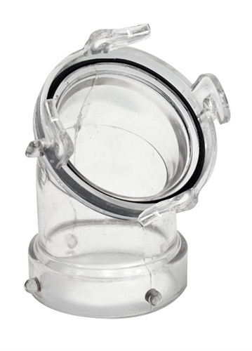Valterra T1026-1 Sewer Hose Waste Valve 45-Degree Adapter With Bay Lugs, Clear