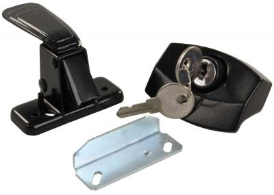 JR Products 11675 Locking Camper Door Latch, Black, 701 Style Key