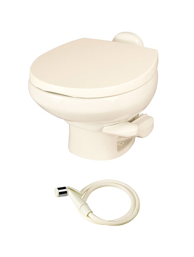 Thetford 42065 Aqua-Magic Style II China RV Toilet - Low Profile Bone - With Sprayer
