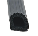 AP Products Ribbed D Seal With Tape - 1" x 1" x 50 Ft - Black