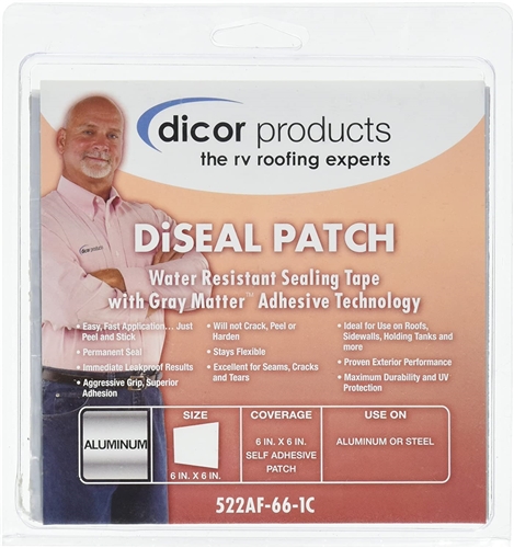 Dicor 522AF-66-1C DiSeal Patch Water Resistant Sealing Tape, 6" x 6", Aluminum