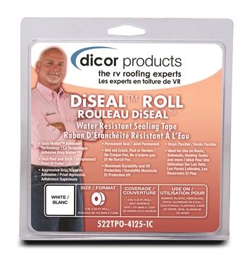 Dicor 522TPO-4125-1C DiSeal Roll Water Resistant Sealing Tape, 12.5' x 4", White