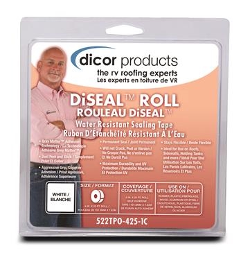 Dicor 522TPO-425-1C DiSeal Roll Water Resistant Sealing Tape, 25' x 4", White