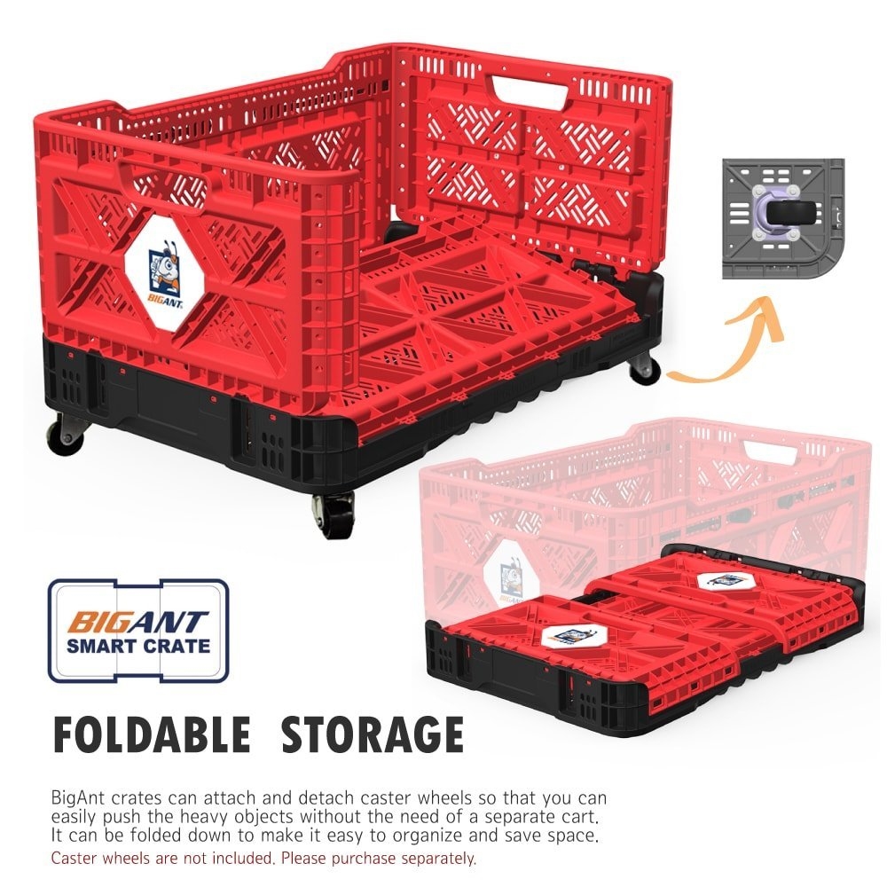 Big Ant IP543630R Heavy-Duty Medium Collapsible Smart Crate - Red