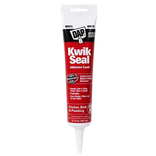 DAP 7079818001 Kwik Seal Kitchen & Bath Adhesive Caulk, White, 5.5 Oz