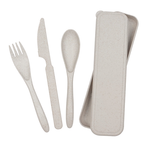 Camp Casual CC-012HG 3-Piece All-Natural Wheat Straw Cutlery Set