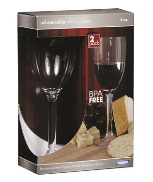 Camco 43861 Polycarbonate Wine Glasses - 9 Oz - 2 Pack
