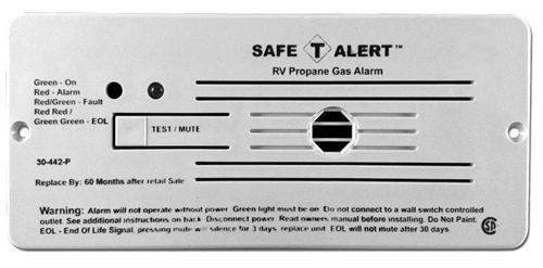 Safe-T-Alert 30-442-P-WT Classic 30 Series Propane/LP Gas Detector - Flush Mount - White