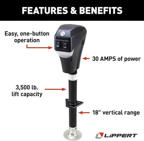 Lippert 285318 Electric Tongue Jack 3500 lb | RV Upgrade Store