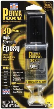 Permatex 84107 PermaPoxy 30 Minute High Strength Epoxy - 0.84 Ounce Dual Syringe
