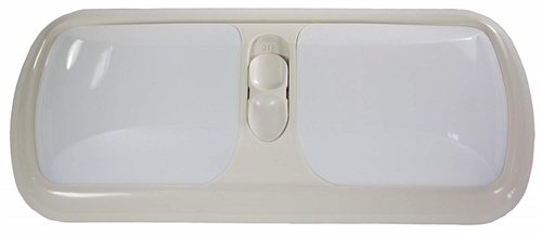 Arcon 17926 Double Euro-Style Incandescent Light With Switch - White Lens - Colonial White Base