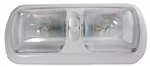 Arcon Double Euro-Style Incandescent RV Light With Switch - Clear Lens - White Base