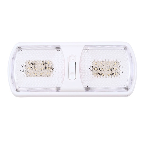 Arcon 20712N LED Double Euro-Style RV Dome Light With Switch, Clear Lens, Soft White