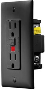 RV Designer S807 AC GFCI Dual Outlet With Black Cover Plate