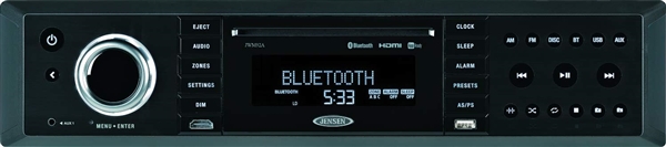 Jensen JWM92A Wall-Mount RV Stereo, 3-Zone, DVD/CD/USB/HDMI/Bluetooth, 160W, 8 Speaker Outputs