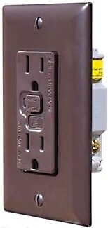 RV Designer S805 AC GFCI Dual Outlet With Brown Cover Plate
