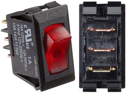 RV Designer S245 125 VAC DC Rocker Switch - Black With Red