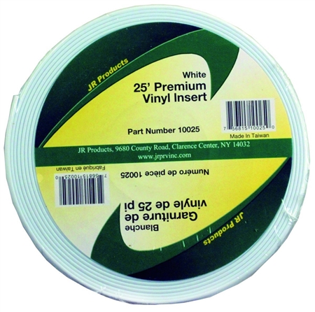 JR Products 10025 Premium Vinyl Insert - 25' x 1" - White