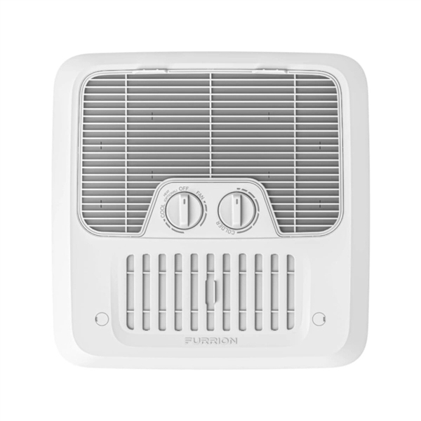 Furrion FACT11CA2-PS-AM Chill RV AC ceiling assembly with manual control knobs and closeable shutter for R32 rooftop air conditioner systems
