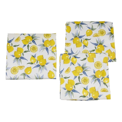Lippert 2022107834 Vinyl Tablecloth with Bench Covers-Lemon Toss