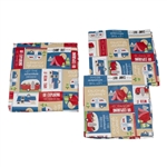 Lippert 2022107835 vinyl camping patchwork tablecloth set with two bench covers fitted on a 27 x 72 inch picnic table, BPA-free PEVA material