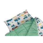 Lippert 2022107837 Road Trip Pattern Kids Sleeping Bag with Attached Pillow and Tote, 67x62 inches, for Children Ages 5 and Up