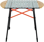 Lippert 2023053727 Roll Top Camping Table, Bamboo & Hammer Grey, Adjustable Folding Outdoor Table