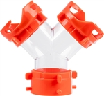 Lippert 2024121183 Wye RV Sewer Adapter 3-Inch Bayonet Fittings Clear/Orange with Gaskets