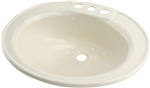 Lippert 209358 RV Single Oval Lavatory Sink 17" x 20" Parchment ABS Acrylic Drop-In Basin