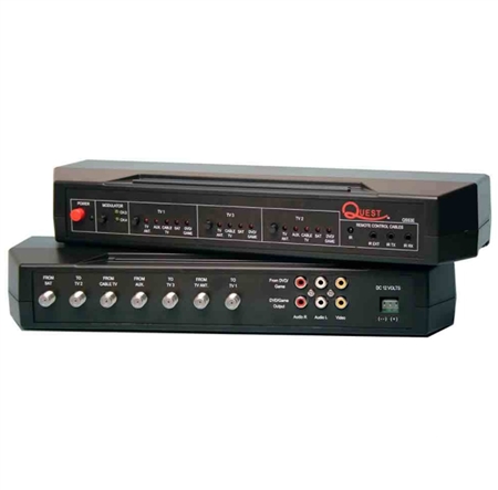 Quest Technology QS53E 5 Input 3 Output RV Video Control Center with Electronic Switching