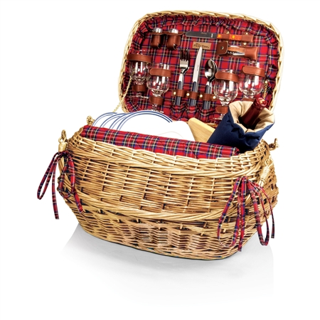 Picnic Time Highlander Picnic Basket - Red Tartan