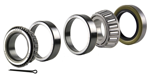 Lippert 333950 bearing replacement kit for 6,000 lb Dexter and Al-Ko trailer axles, includes 15123 and 25580 bearings, cups, grease seal, and cotter pin