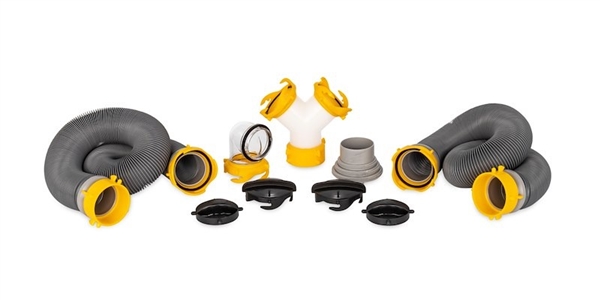 Camco 39672 SUPERKIT 20 ft RV Sewer Hose Kit with Wye Fitting, 10 ft Hoses, 4-in-1 Adapter & Storage Caps