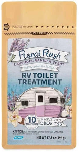 Camco 41490 Floral Flush RV Holding Tank Treatment Drop-Ins - Lavender Vanilla - 10 Ct