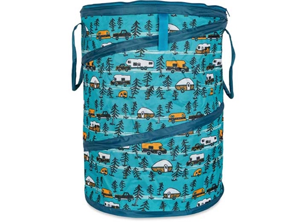 Camco 42987 Life Is Better Pop-Up Utility Container, Collapsible, 18" Dia. x 24" H, Sketch Design