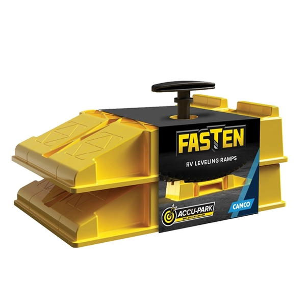 Camco 44535 FasTen Premium RV Leveling Ramp Kit - 2-Pack Interlocking Tire Ramps