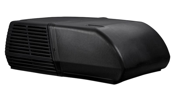 Coleman Mach 38208-0690 Mach 3 Power Saver 13,500 BTU RV rooftop air conditioner in black with high-efficiency compressor and oversized coils