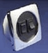 Frilight 48602BKCR Euro Double Rocker Switch - Black/Chrome
