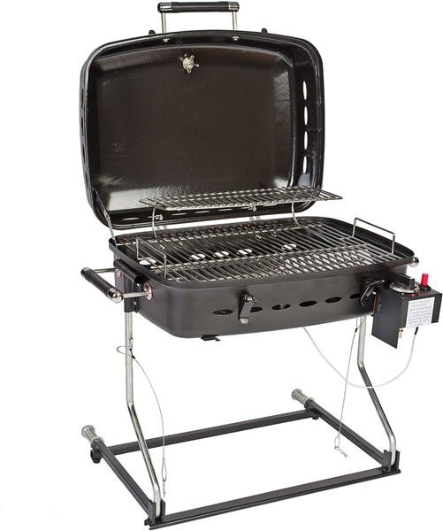 Faulkner 51307 Portable Propane BBQ Grill, Black, 11,000 BTU, Outdoor Camping & RV Grill