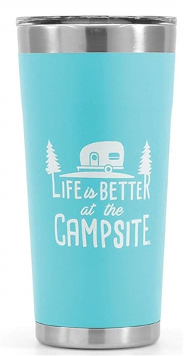 Camco 53057 Life Is Better At The Campsite Stainless Steel Tumbler - 20 Oz - Cool Blue