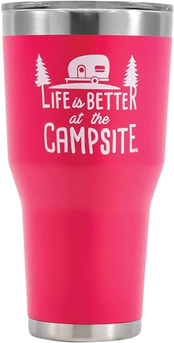 Camco 53062 Campsite Stainless Steel Tumbler - 30 Oz - Coral Pink