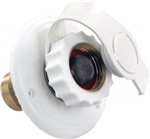 JR Products 62135 RV City Water Flange, White Plastic, Lead-Free Brass Check Valve, 1/2" FPT Ã— 3/4" Hose Fitting
