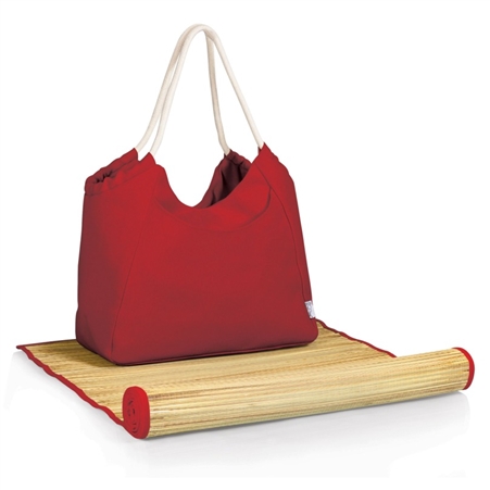 Picnic Time Cabo Beach Tote and Mat - Red