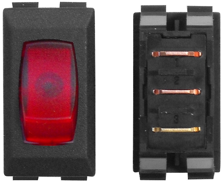 Valterra DG121PB SPST 110V Illuminated On/Off Rocker Switch - Black/Red - 3 Pack